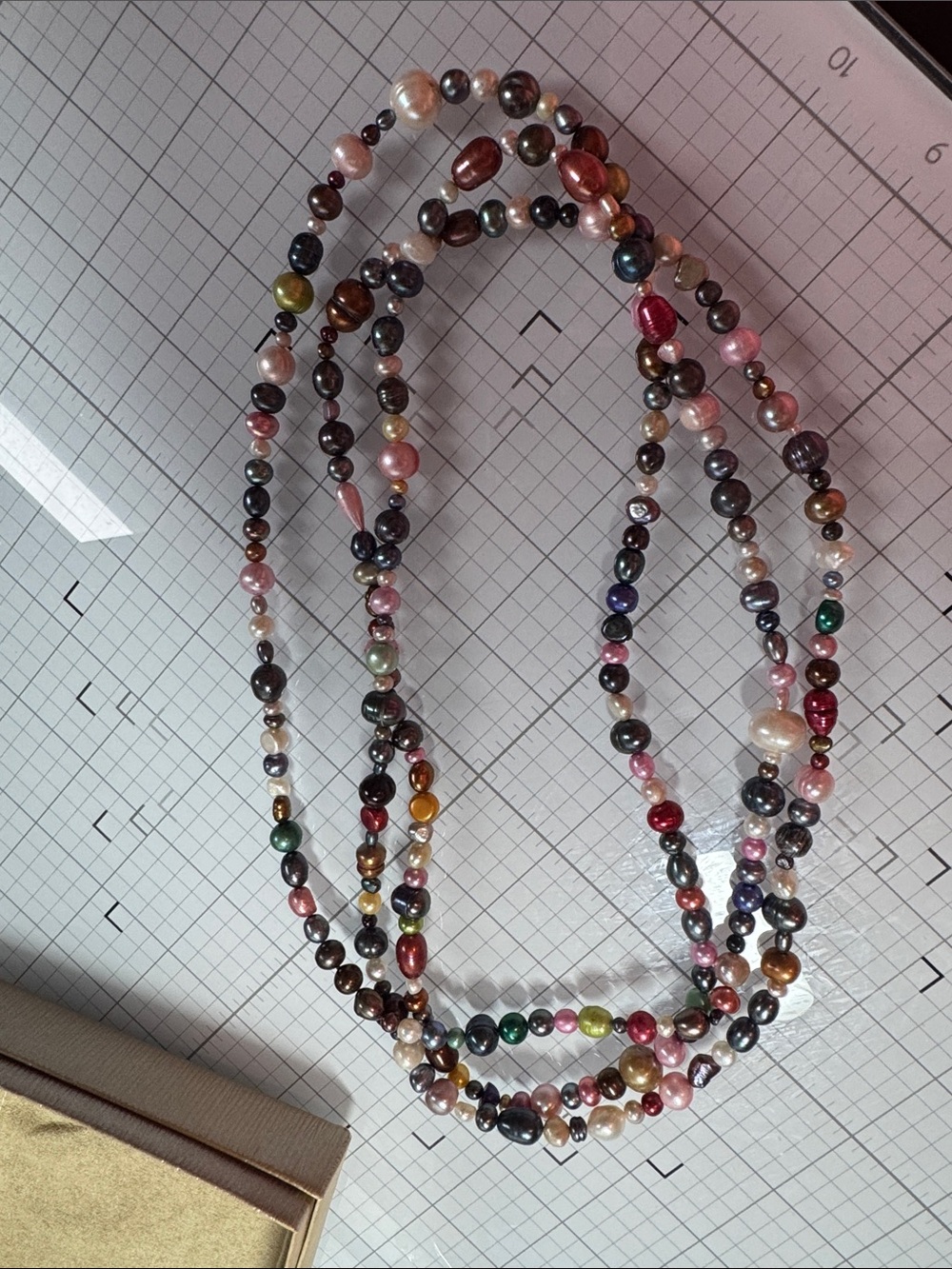 White & Multi-Color Freshwater Pearl Endless Strand Necklace 64”